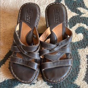 Born leather wedged sandals